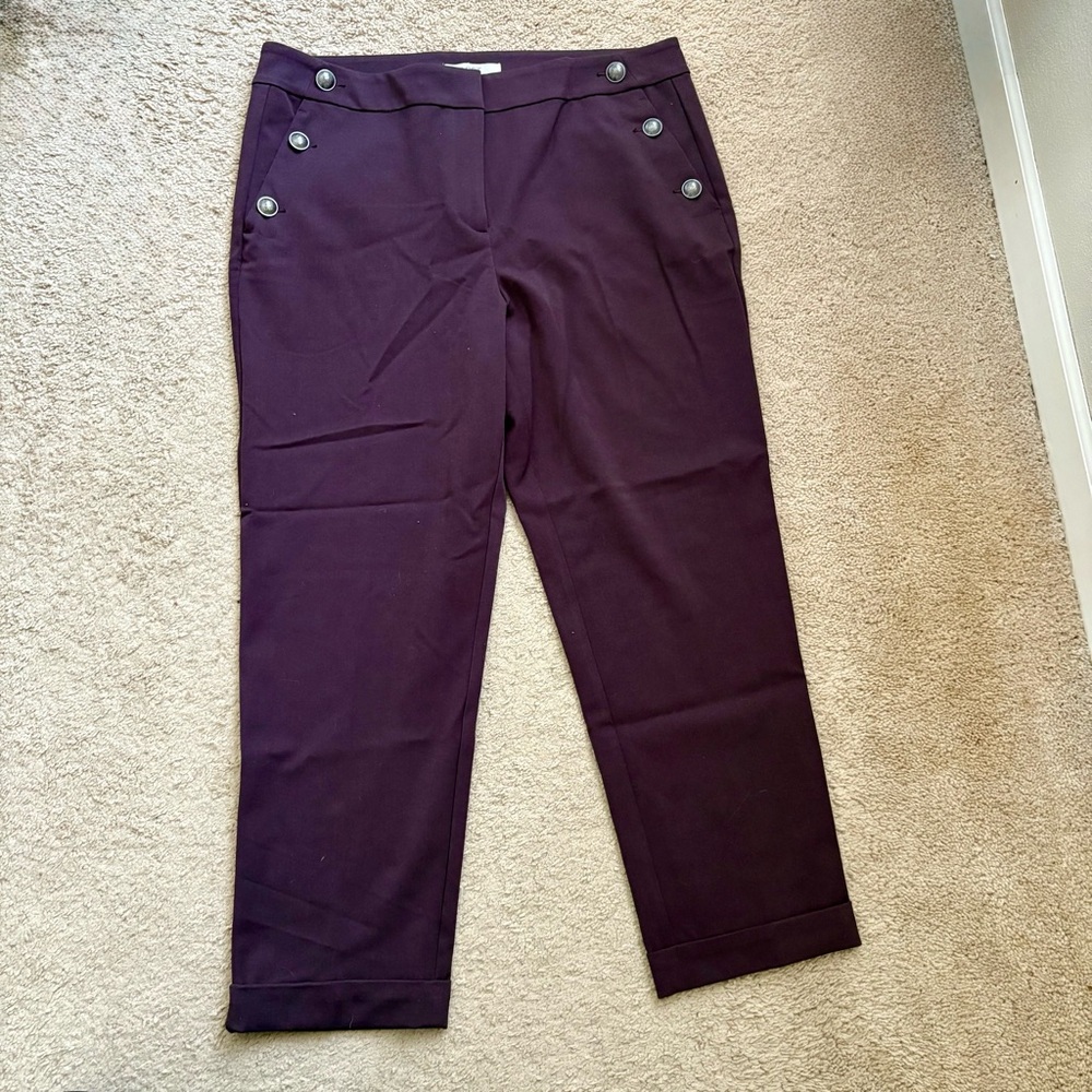 LOFT Purple Ankle Cropped Pants High-Waisted